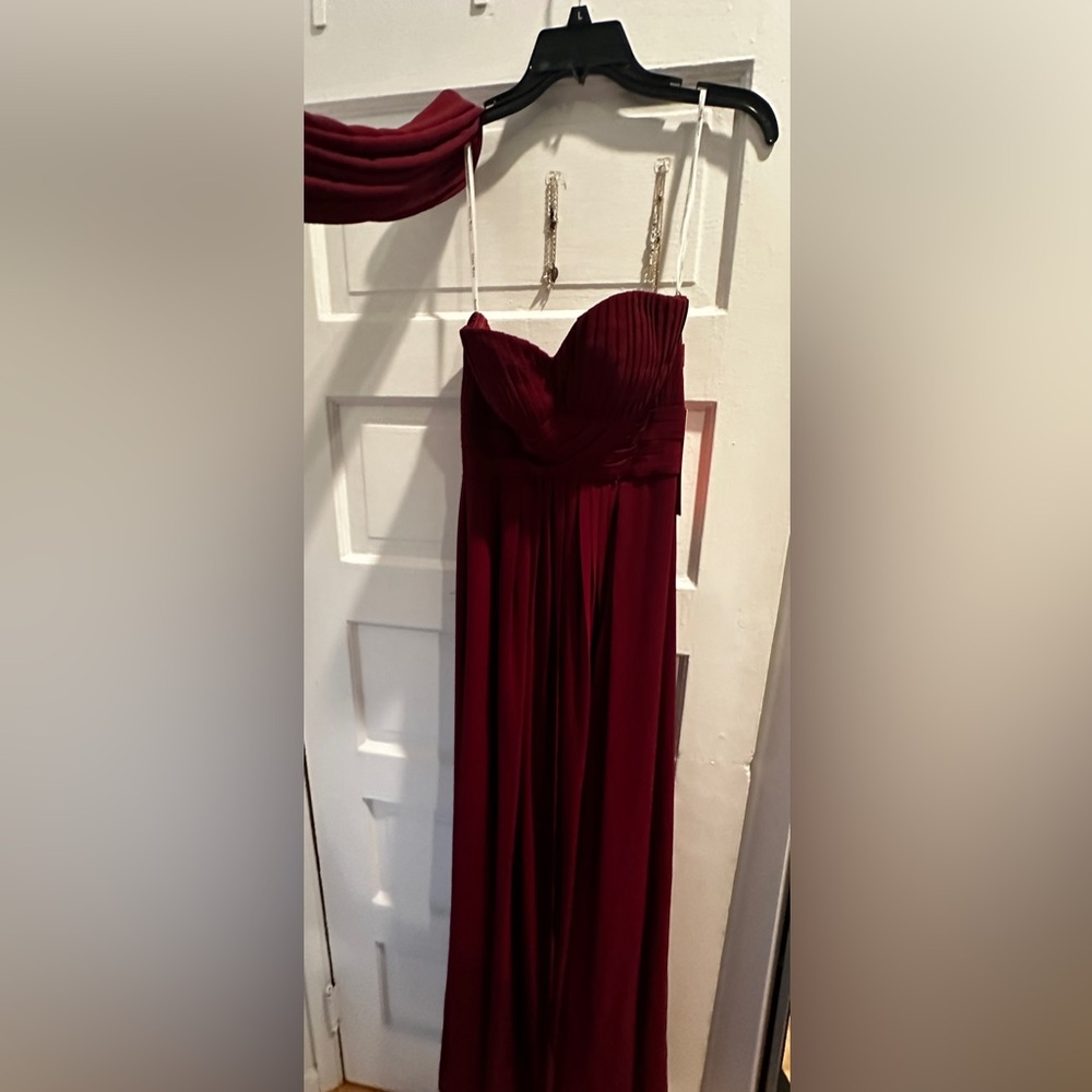 Strapless Burgundy Gown